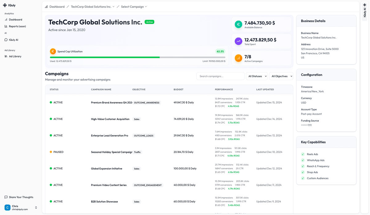 IQuly dashboard interface